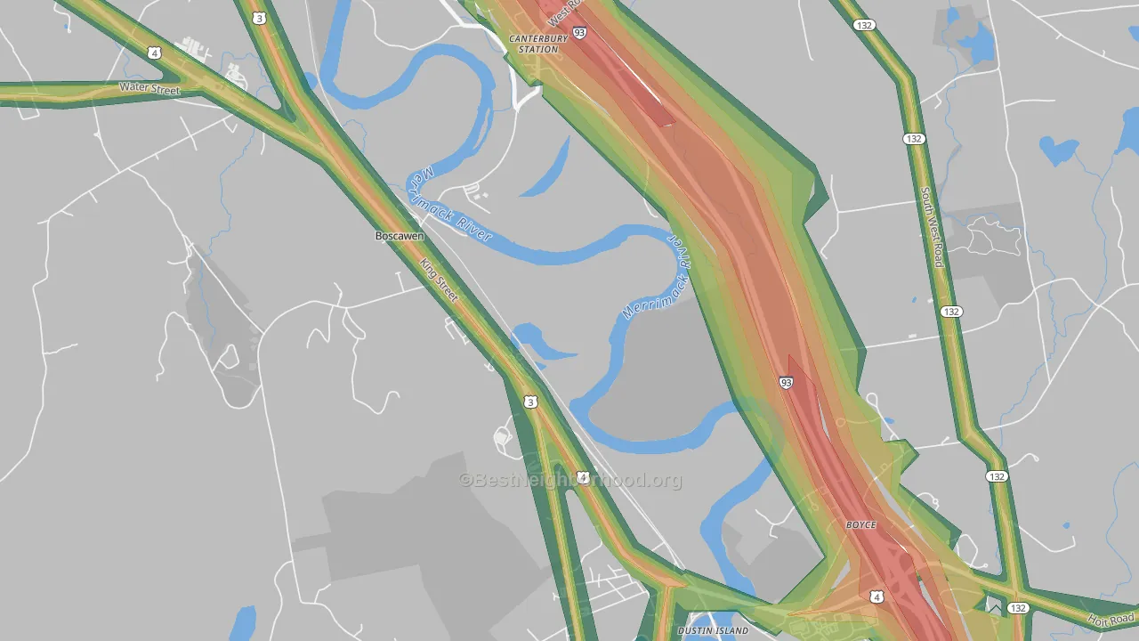 Boscawen, NH Map of Noise Levels in Boscawen