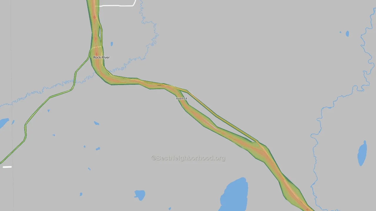 Bosler, WY Map of Noise Levels in Bosler