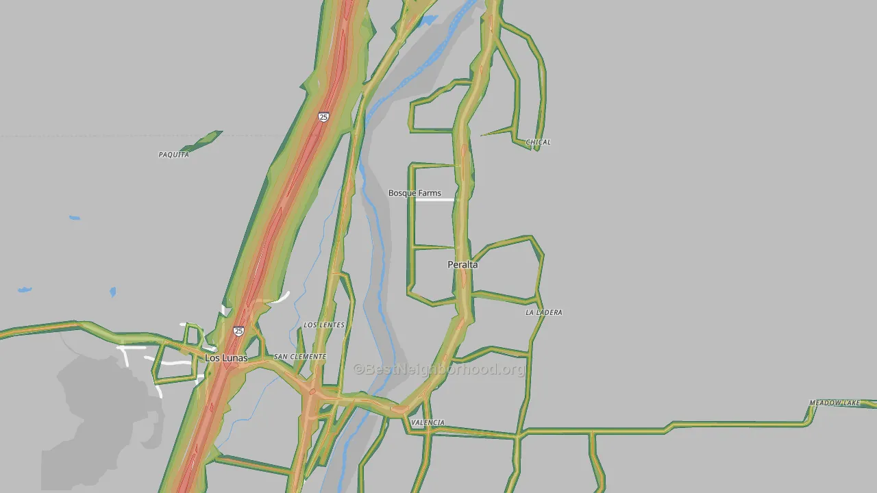 Bosque Farms, NM Map of Noise Levels in Bosque Farms