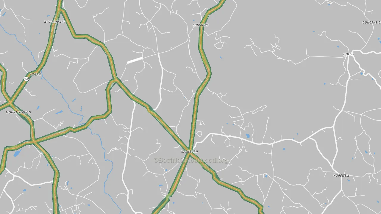 Bostic, NC Map of Noise Levels in Bostic