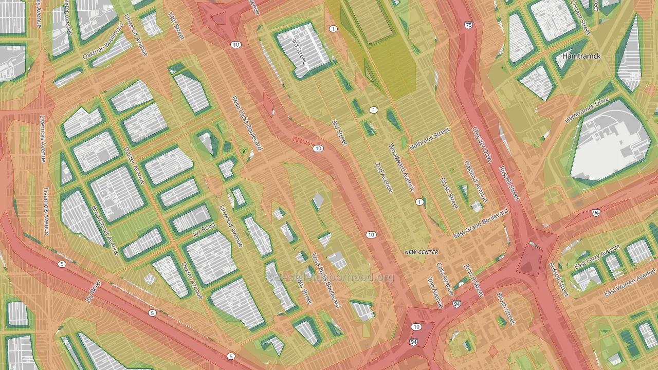 Boston Edison, Detroit, MI Map of Noise Levels in Boston Edison
