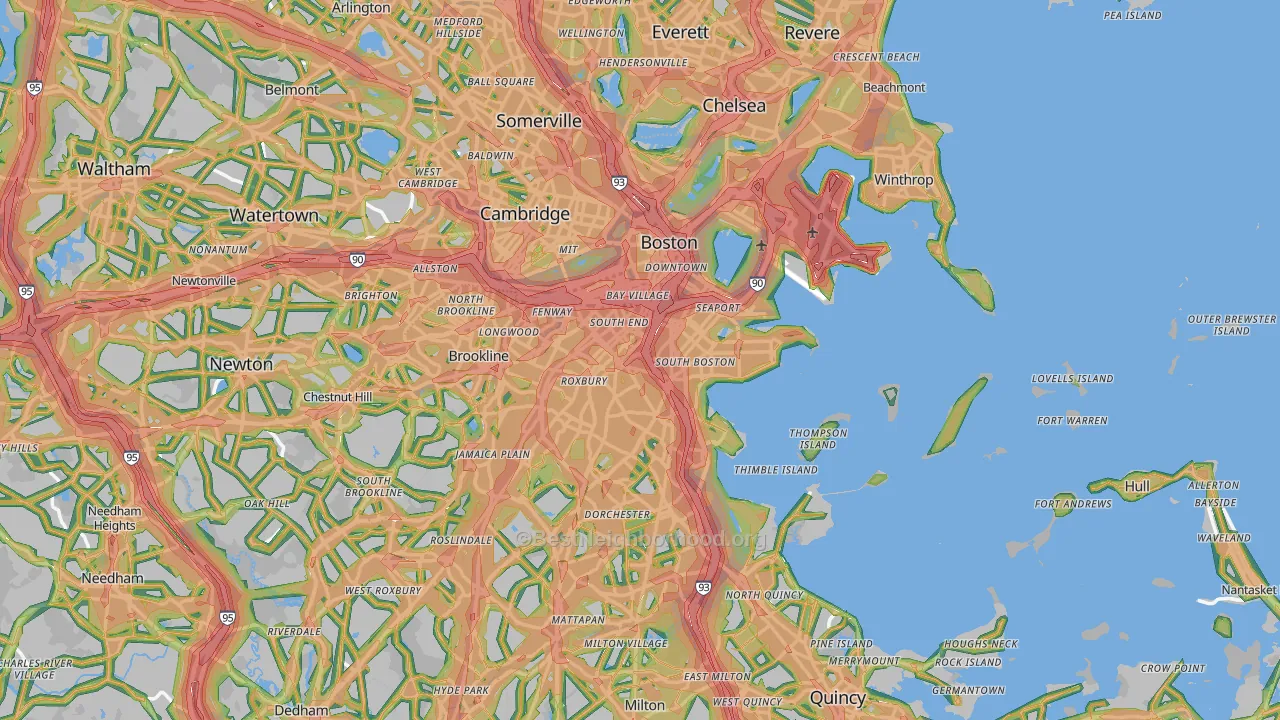 Boston, MA Map of Noise Levels in Boston