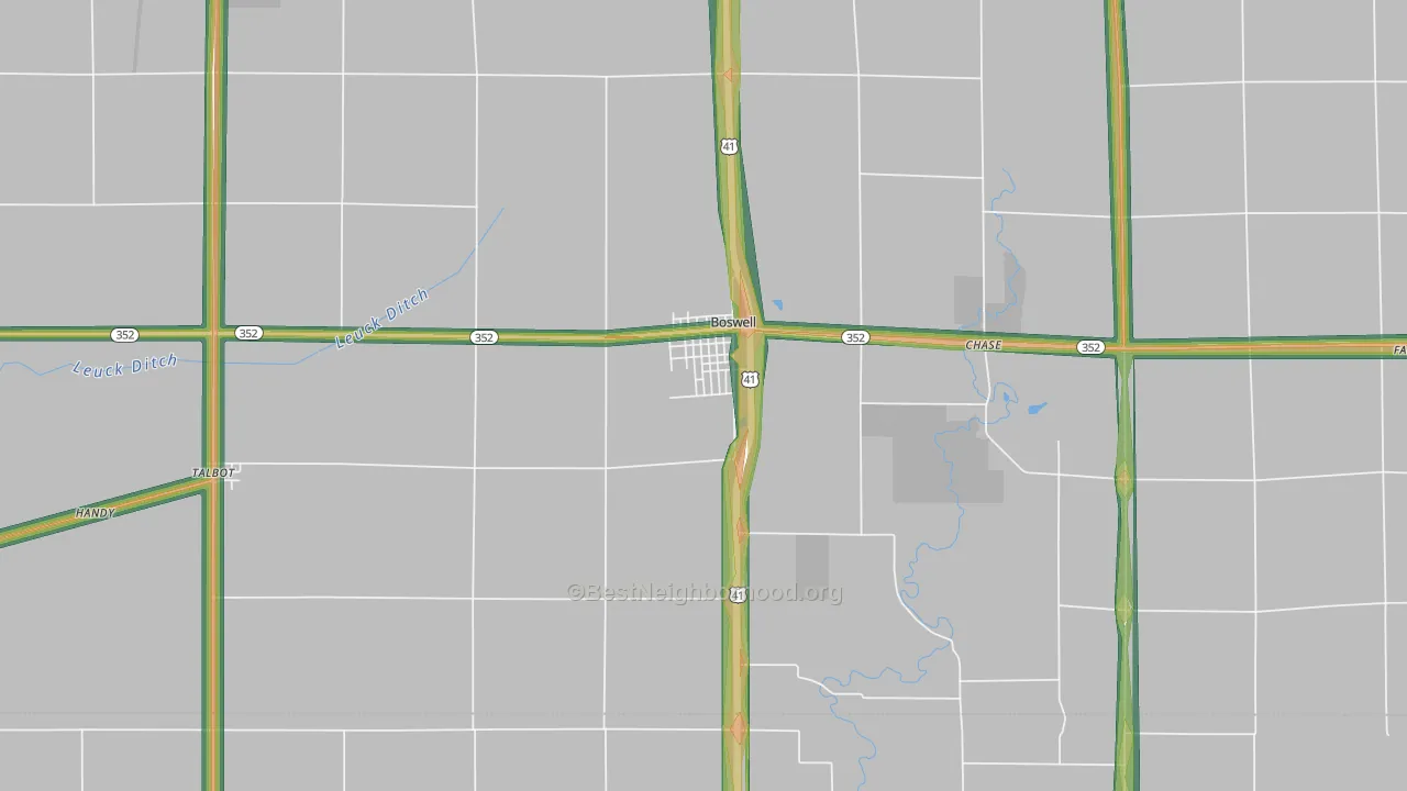 Boswell, IN Map of Noise Levels in Boswell