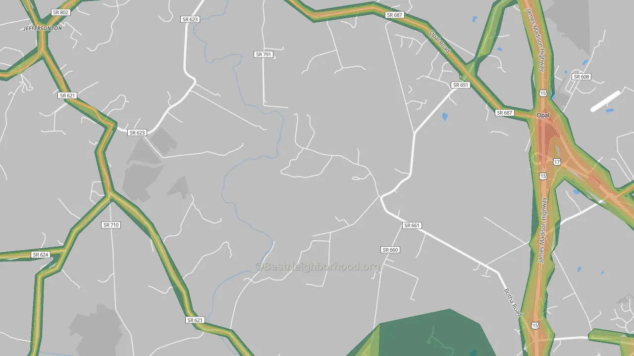 Botha, VA Map of Noise Levels in Botha