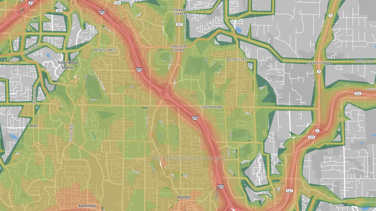 Bothell, WA Map of Noise Levels in Bothell