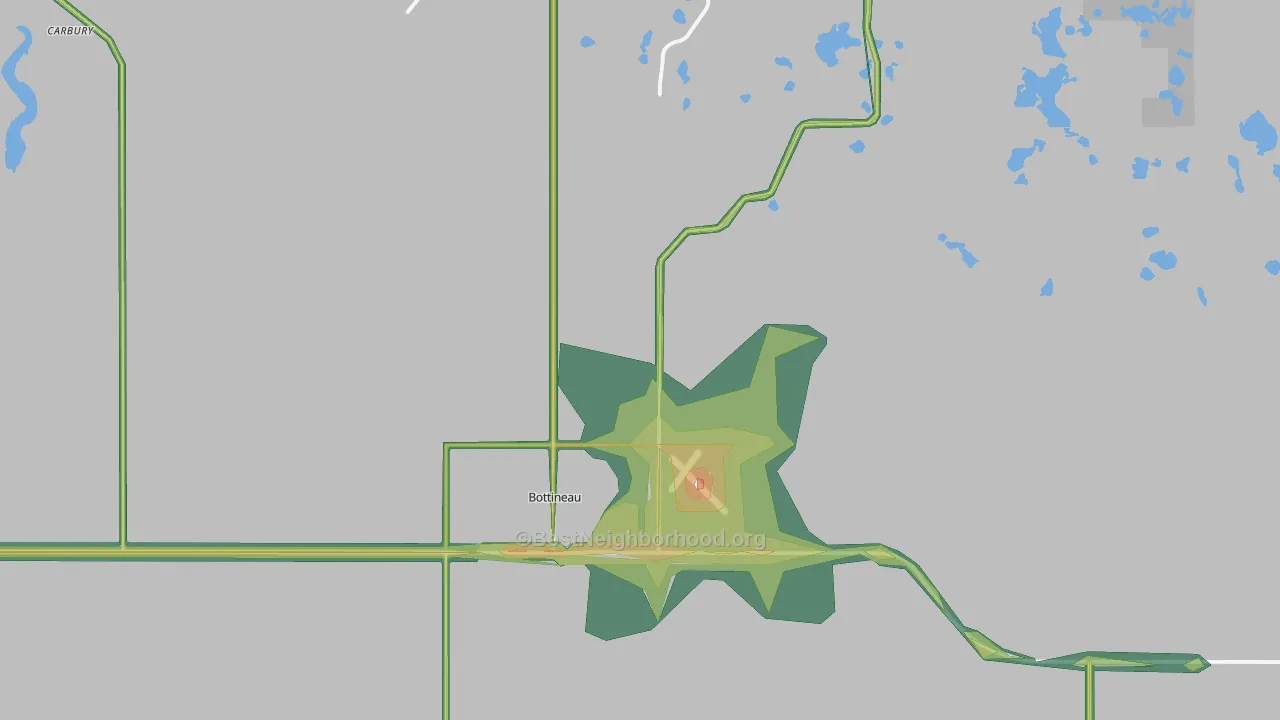 Bottineau, ND Map of Noise Levels in Bottineau