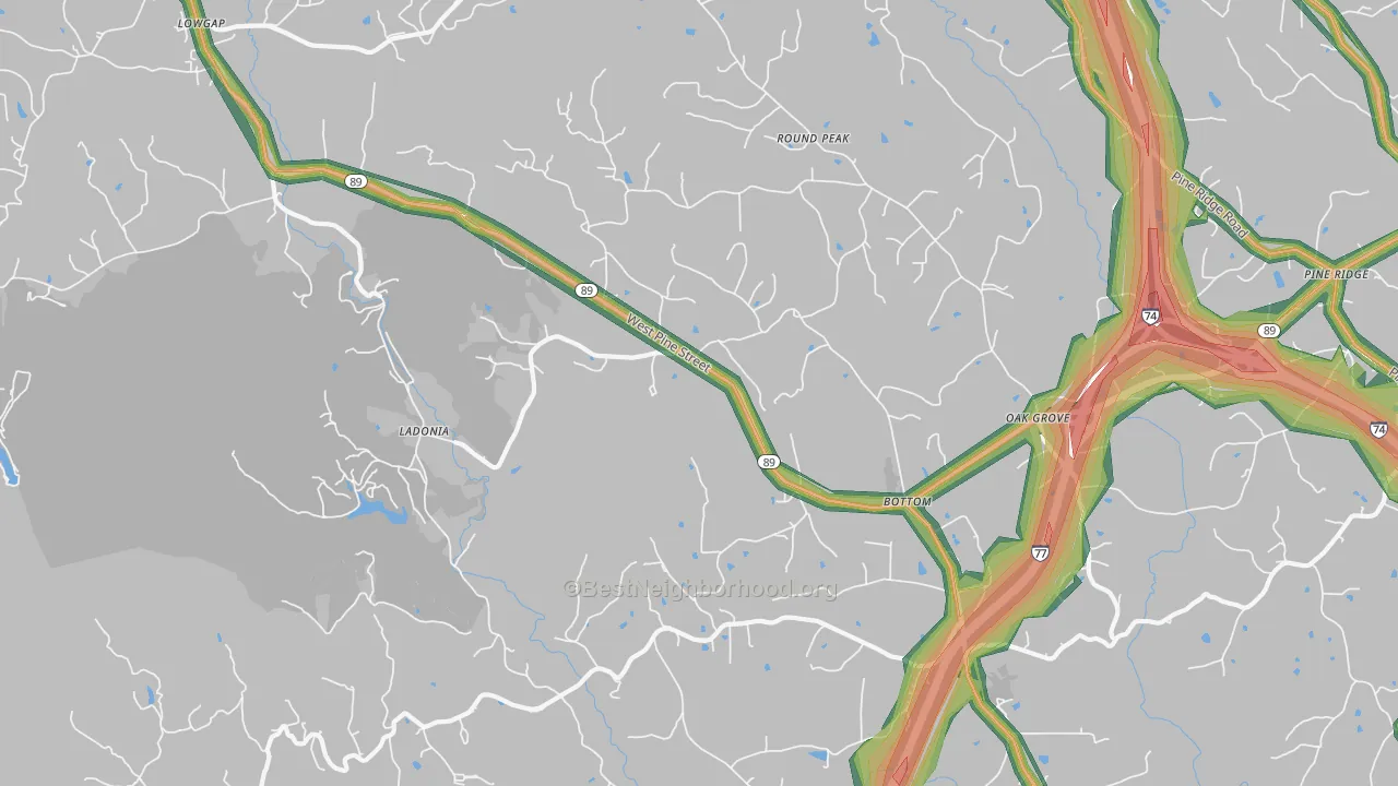Bottom, NC Map of Noise Levels in Bottom