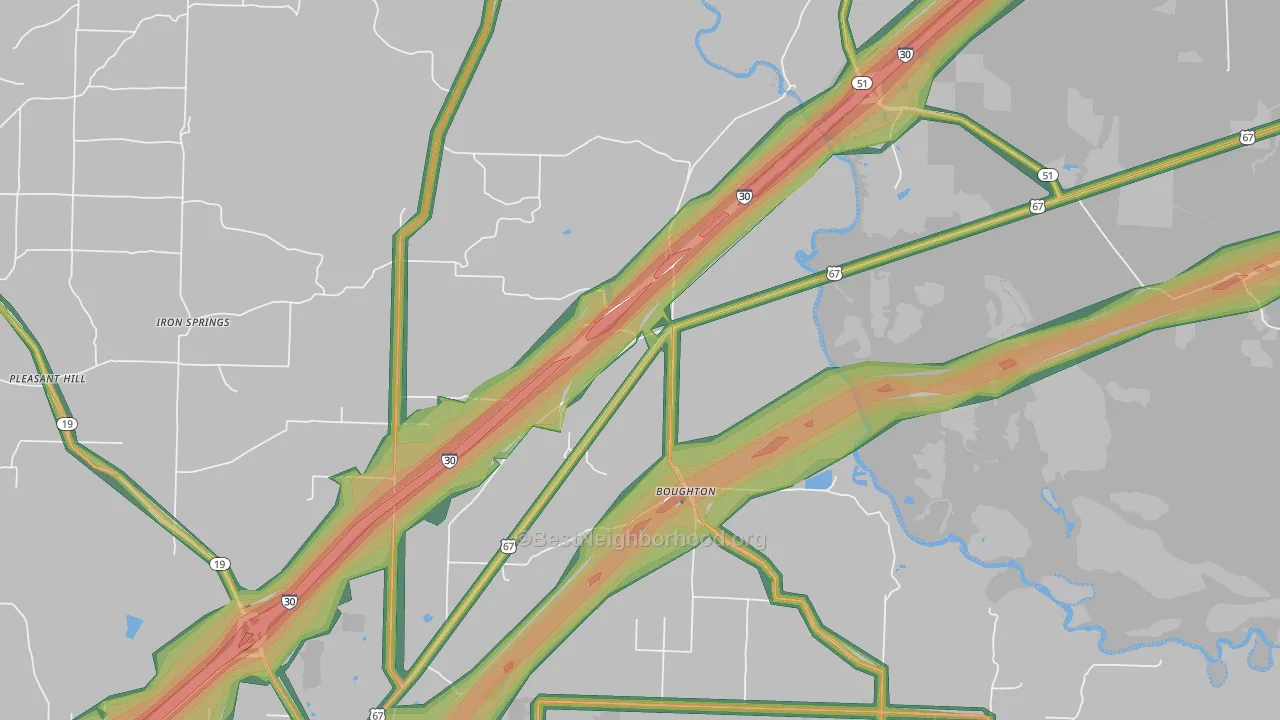 Boughton, AR Map of Noise Levels in Boughton