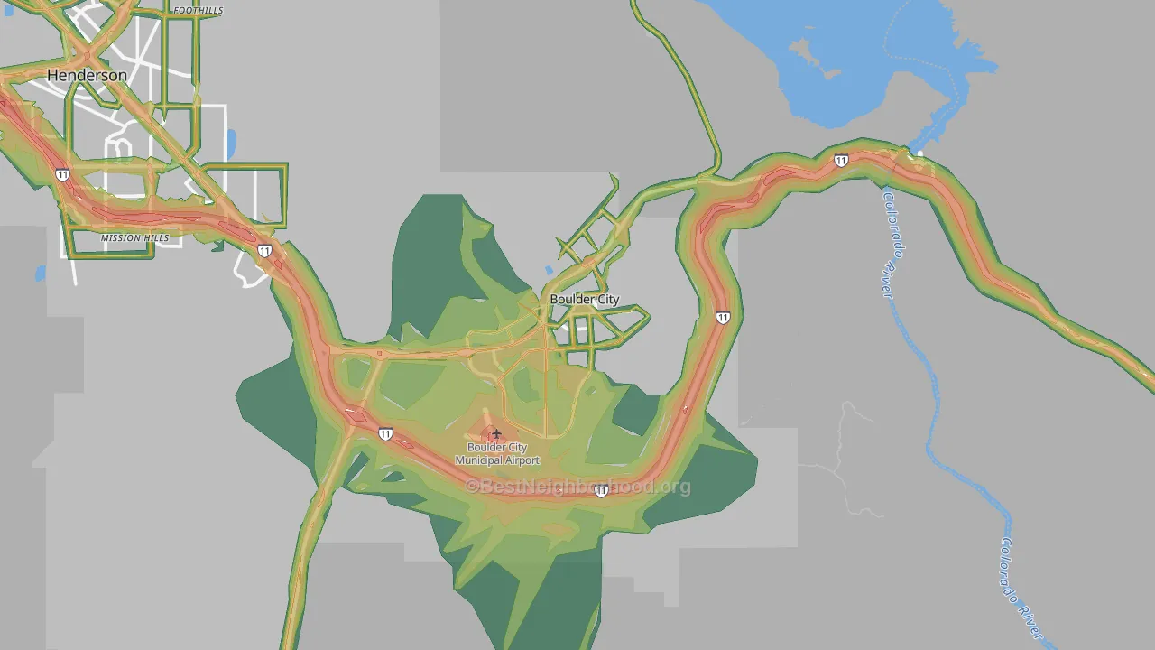 Boulder City, NV Map of Noise Levels in Boulder City