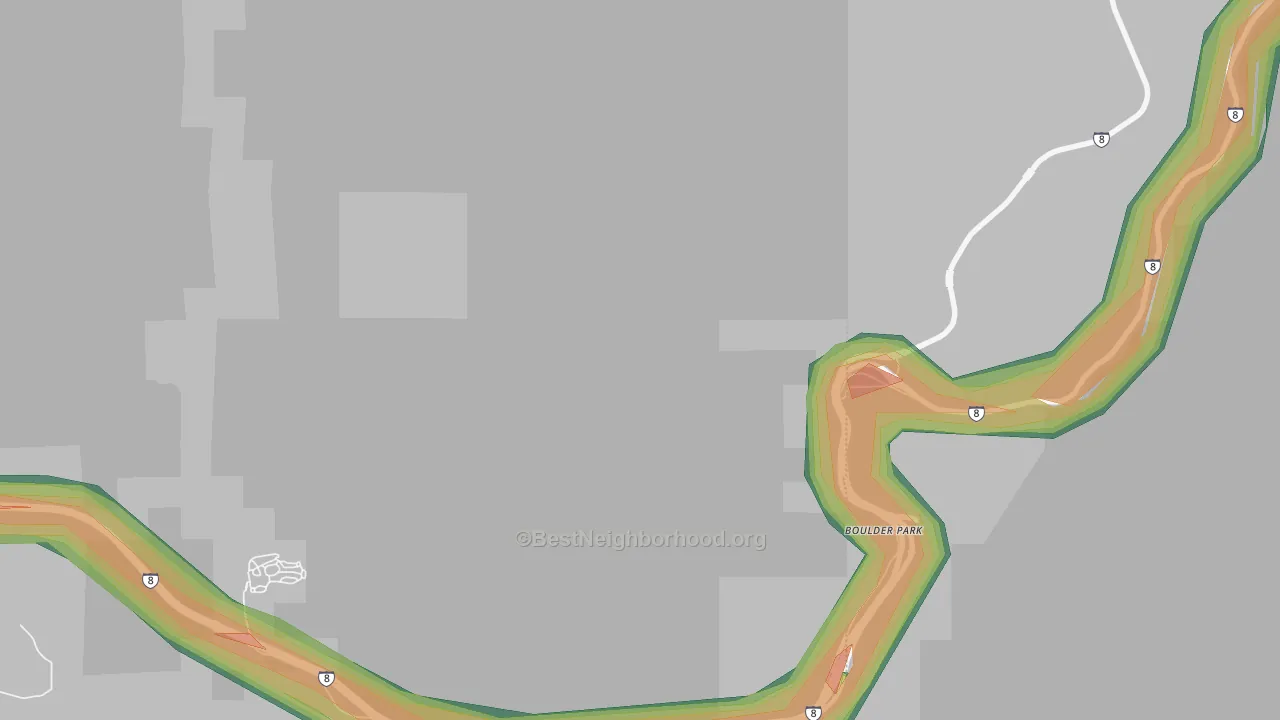 Boulder Park, CA Map of Noise Levels in Boulder Park