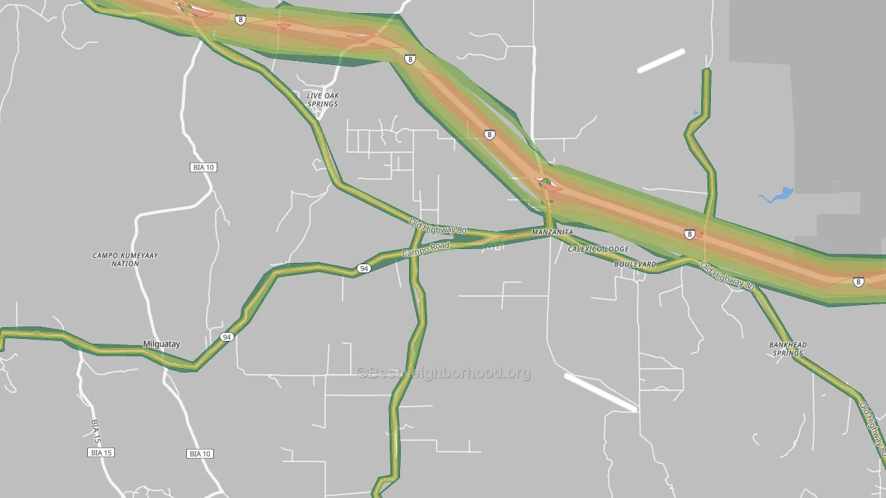 Boulevard, CA Map of Noise Levels in Boulevard