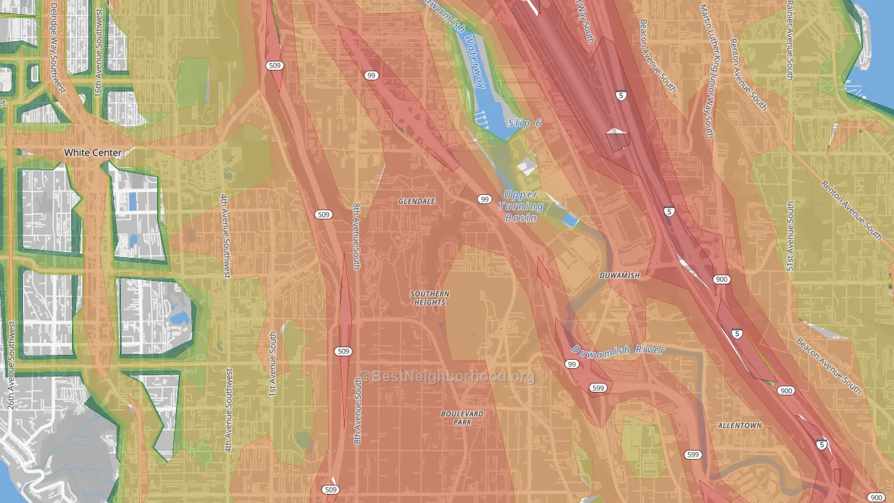Boulevard Park, WA Map of Noise Levels in Boulevard Park