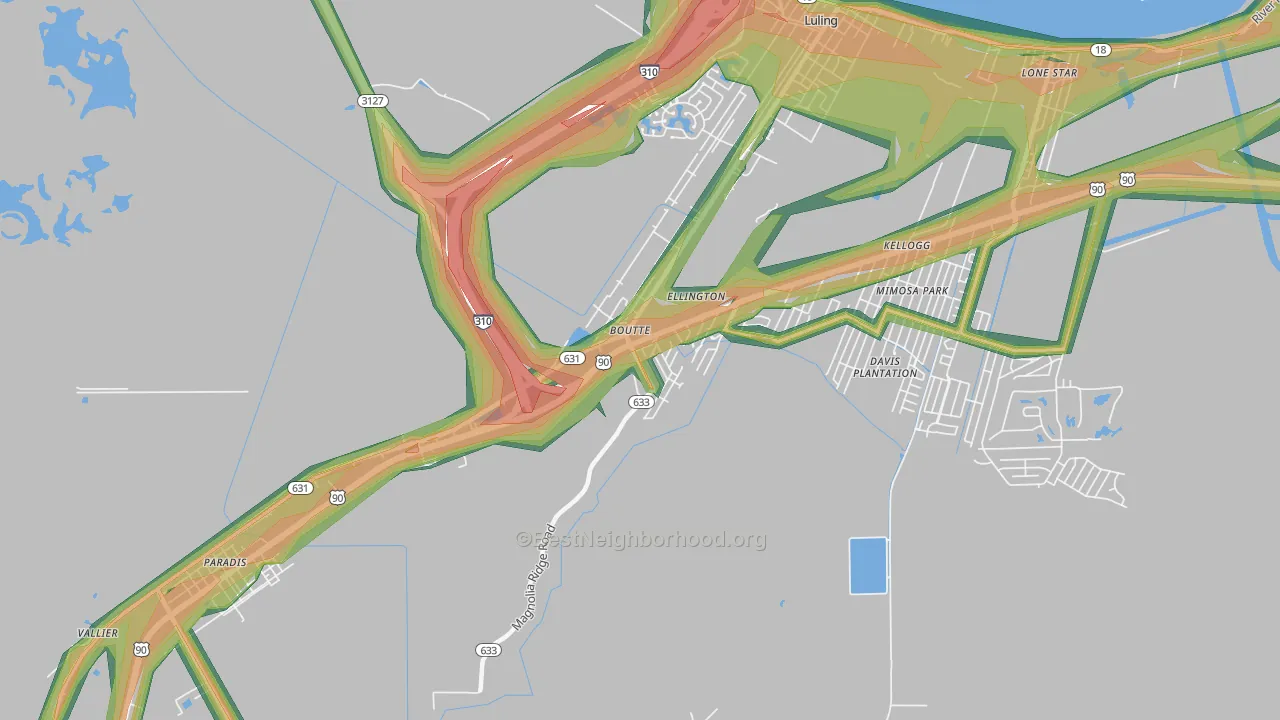 Boutte, LA Map of Noise Levels in Boutte