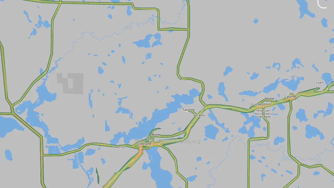 Bovey, MN Map of Noise Levels in Bovey