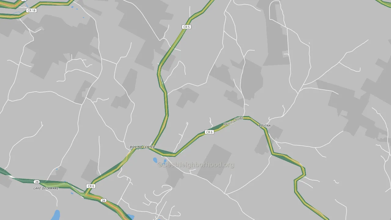 Bovina Center, NY Map of Noise Levels in Bovina Center