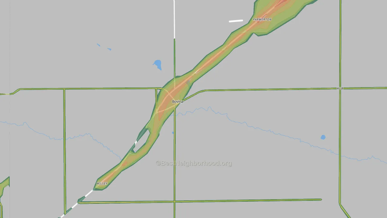 Bovina, TX Map of Noise Levels in Bovina
