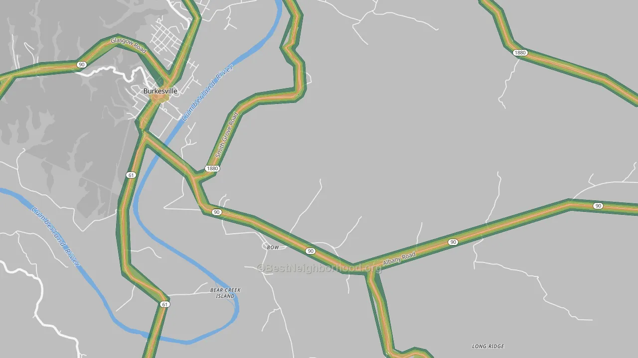 Bow, KY Map of Noise Levels in Bow