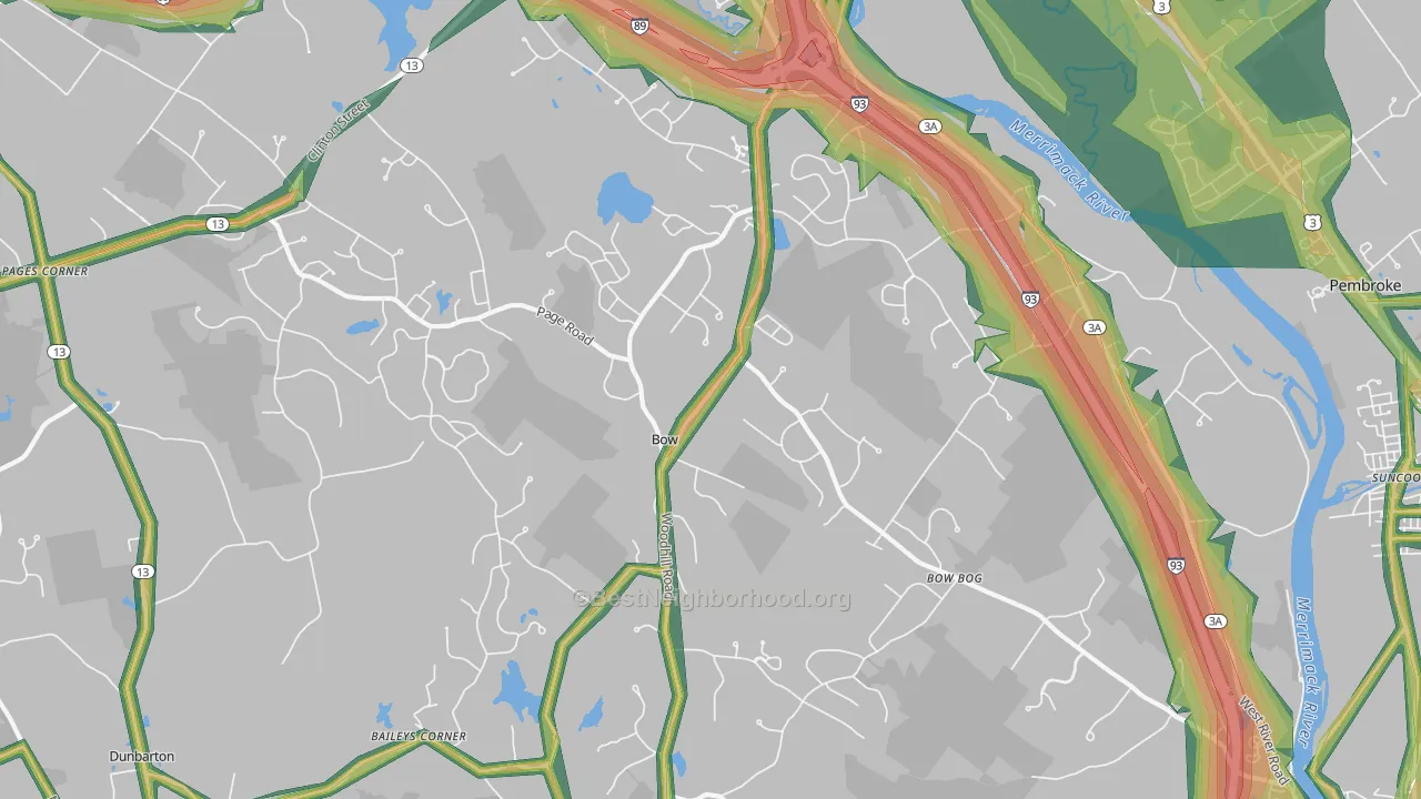 Bow, NH Map of Noise Levels in Bow