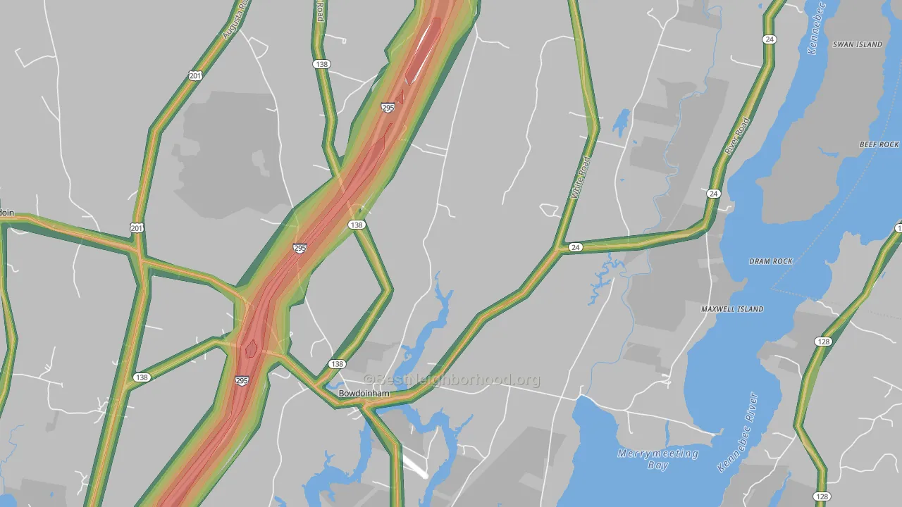 Bowdoinham, ME Map of Noise Levels in Bowdoinham