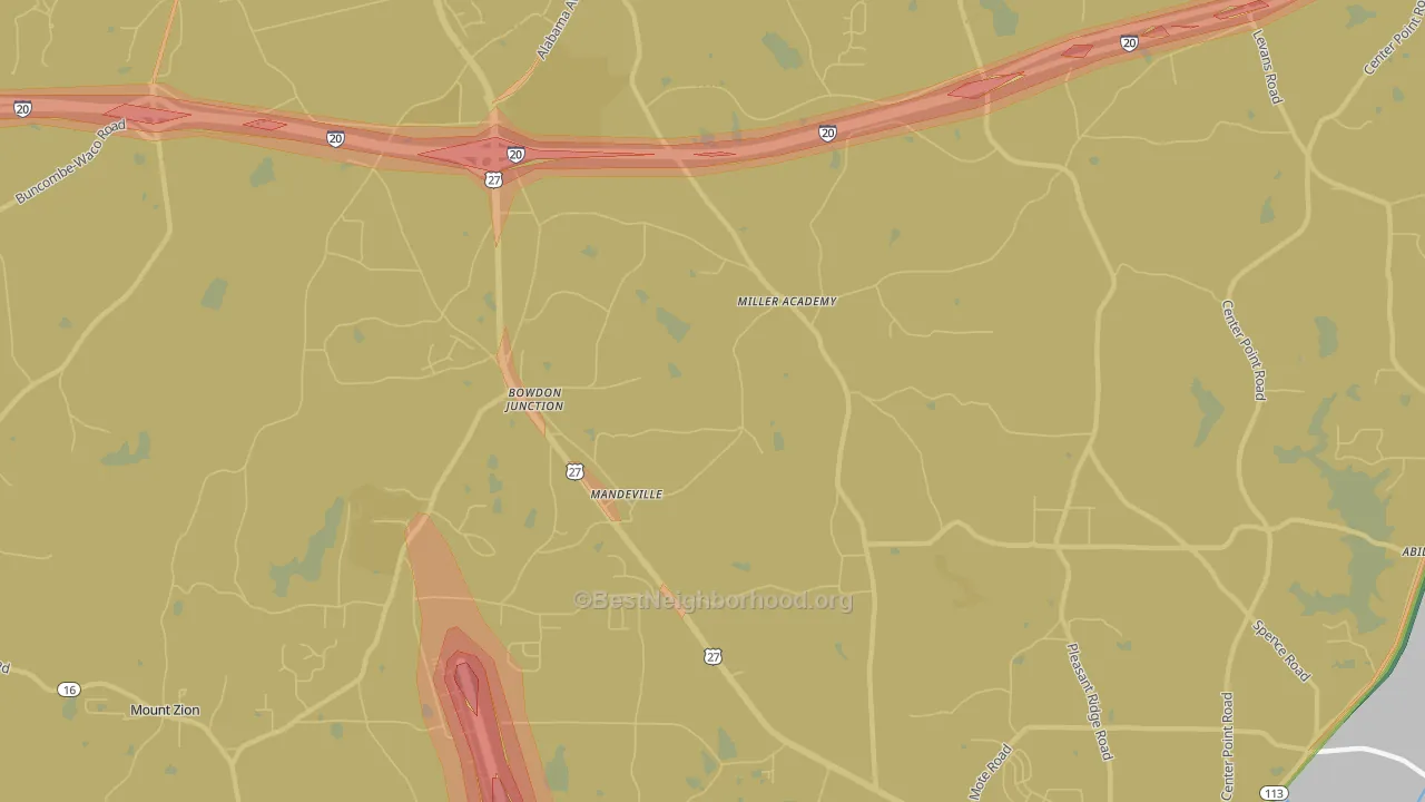 Bowdon Junction, GA Map of Noise Levels in Bowdon Junction