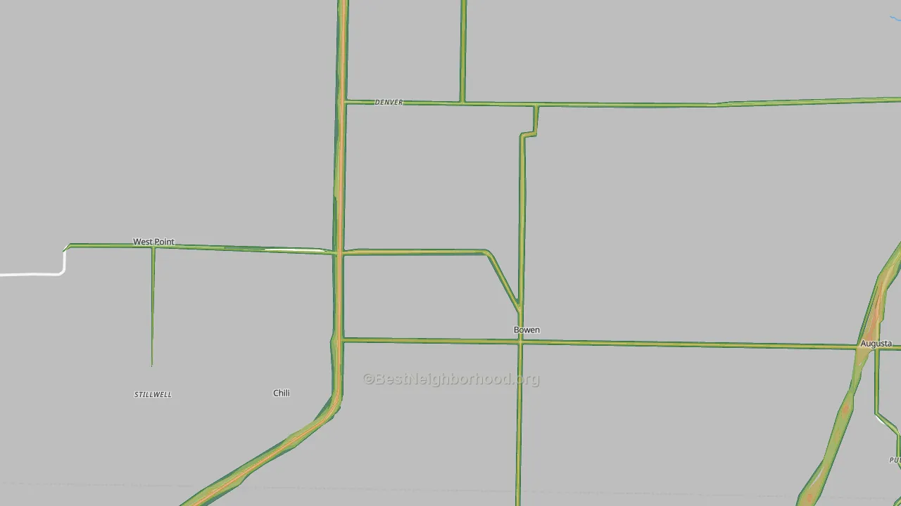 Bowen, IL Map of Noise Levels in Bowen