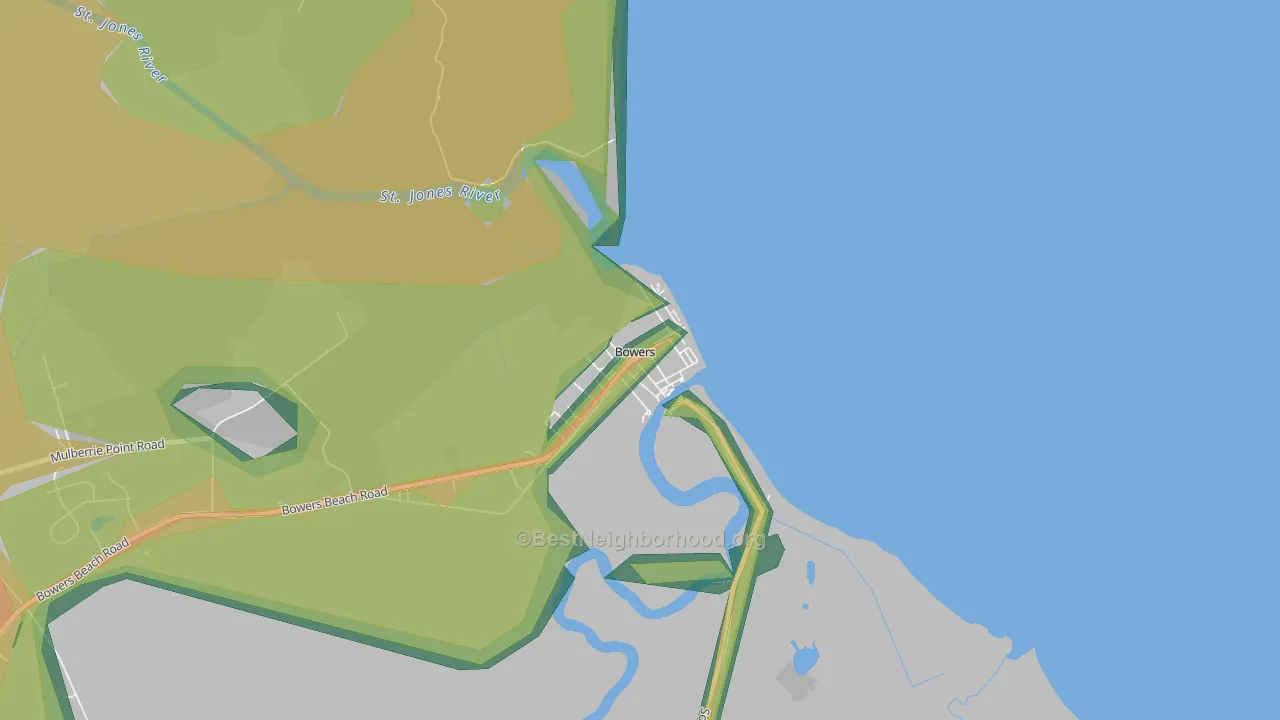 Bowers, DE Map of Noise Levels in Bowers