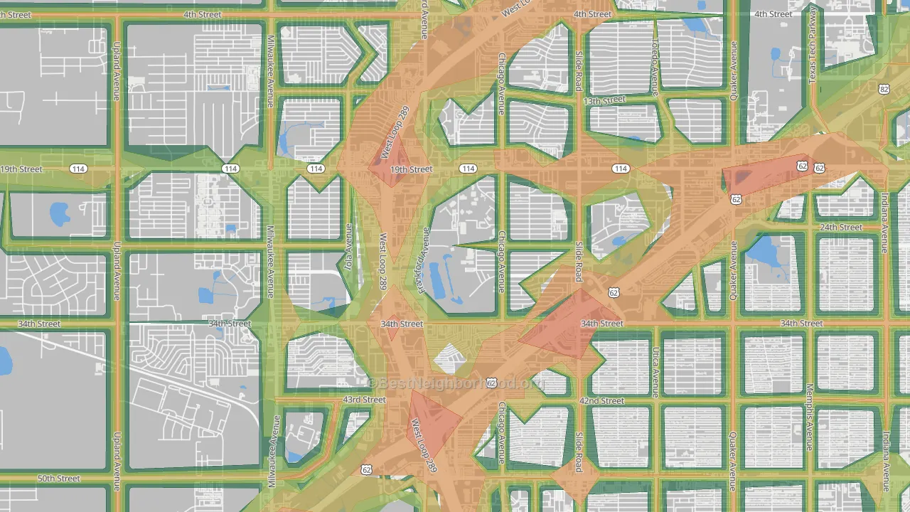 Bowie, Lubbock, TX Map of Noise Levels in Bowie