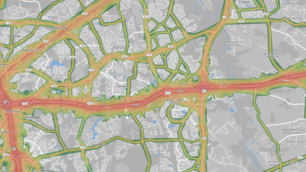 Bowie, MD Map of Noise Levels in Bowie