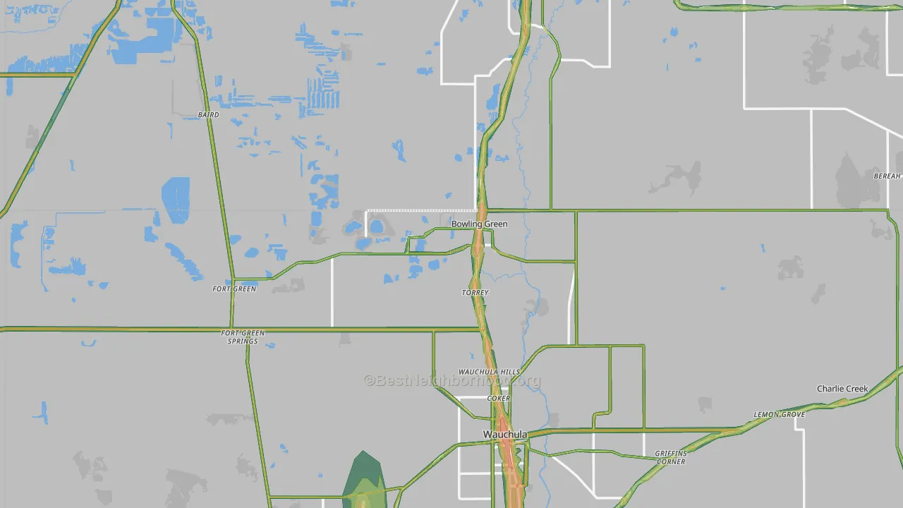 Bowling Green, FL Map of Noise Levels in Bowling Green