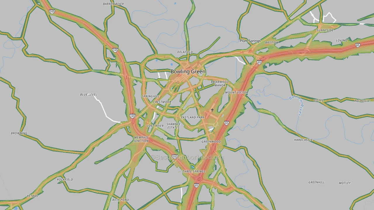 Bowling Green, KY Map of Noise Levels in Bowling Green