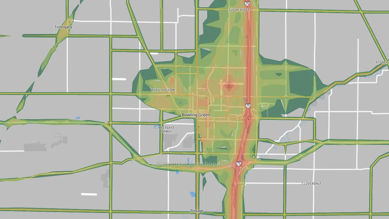 Bowling Green, OH Map of Noise Levels in Bowling Green