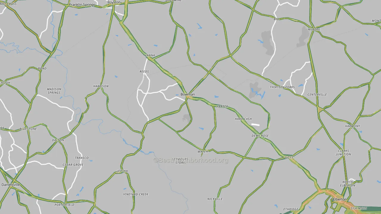 Bowman, GA Map of Noise Levels in Bowman