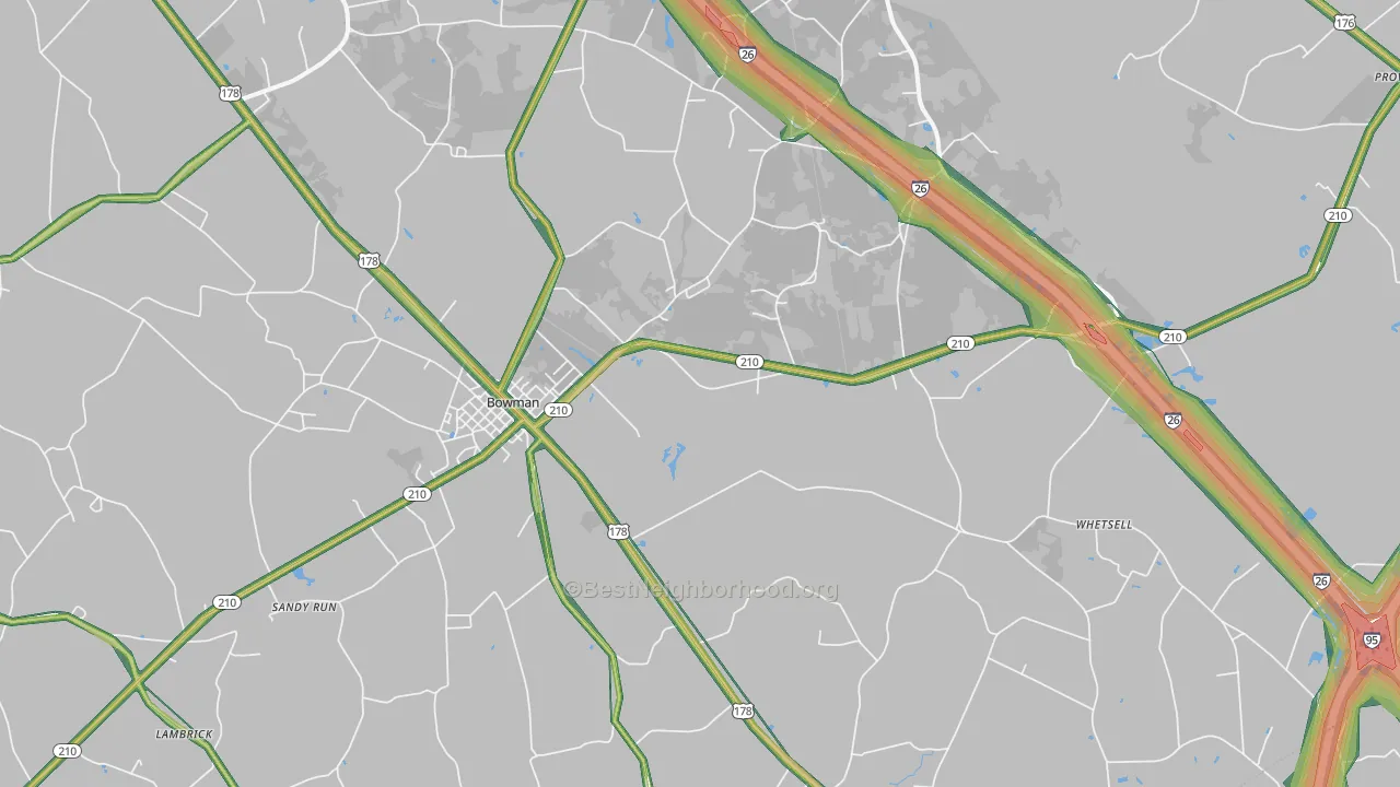 Bowman, SC Map of Noise Levels in Bowman