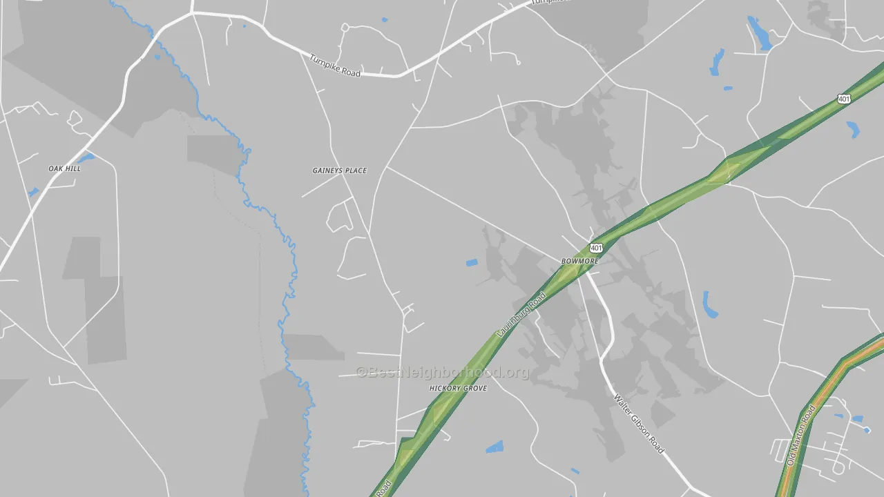Bowmore, NC Map of Noise Levels in Bowmore