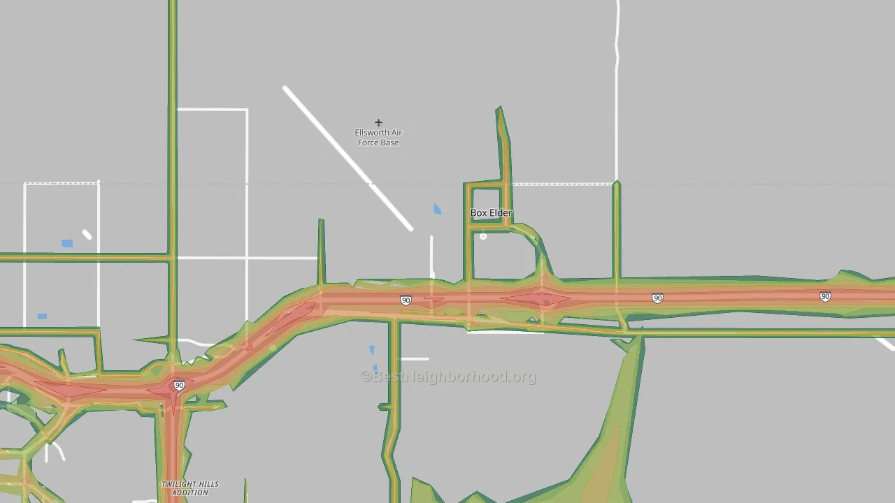 Box Elder, SD Map of Noise Levels in Box Elder