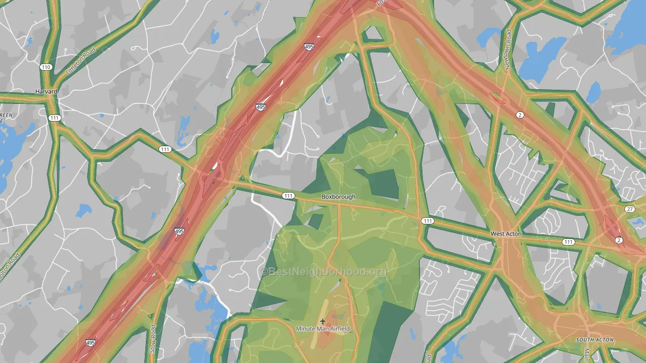 Boxborough, MA Map of Noise Levels in Boxborough