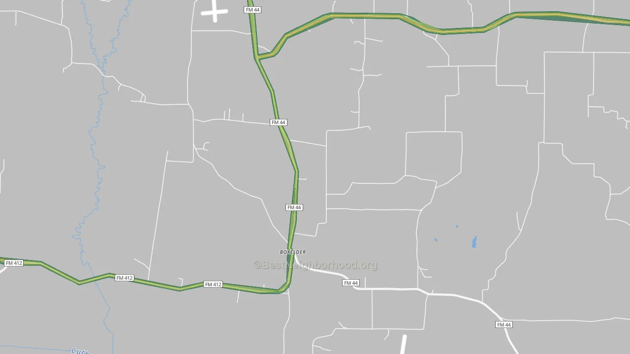 Boxelder, TX Map of Noise Levels in Boxelder