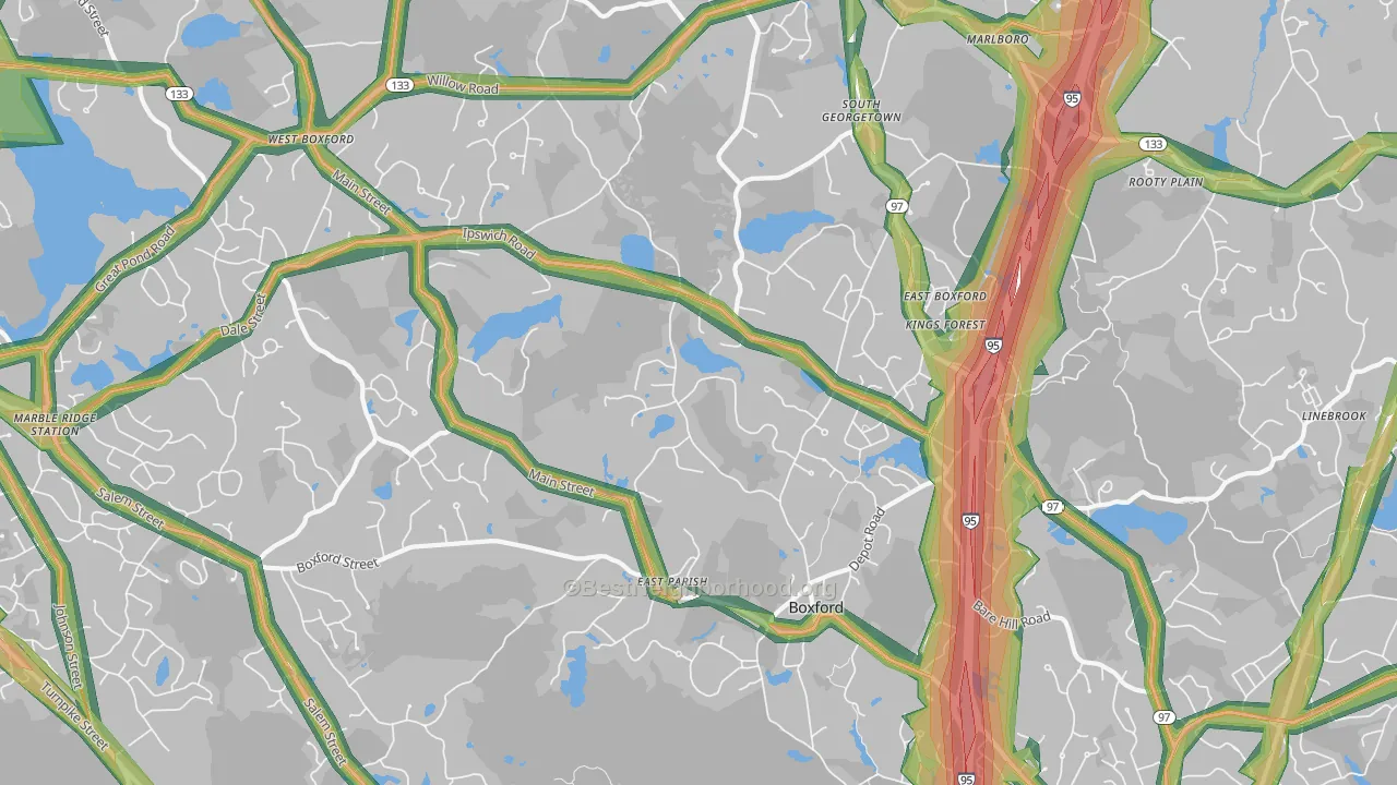 Boxford, MA Map of Noise Levels in Boxford