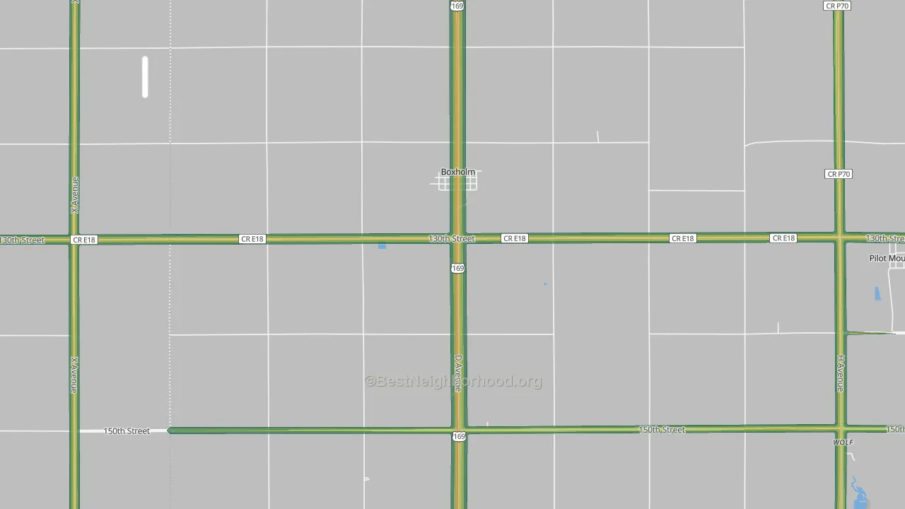 Boxholm, IA Map of Noise Levels in Boxholm