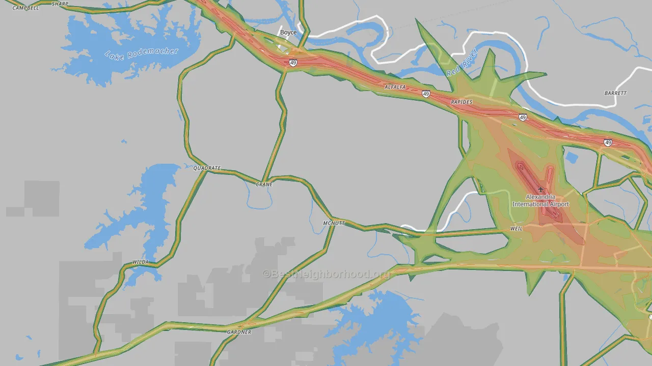 Boyce, LA Map of Noise Levels in Boyce