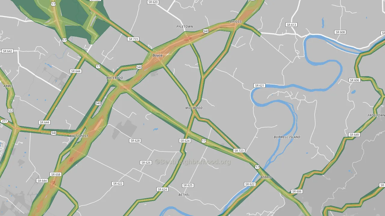 Boyce, VA Map of Noise Levels in Boyce