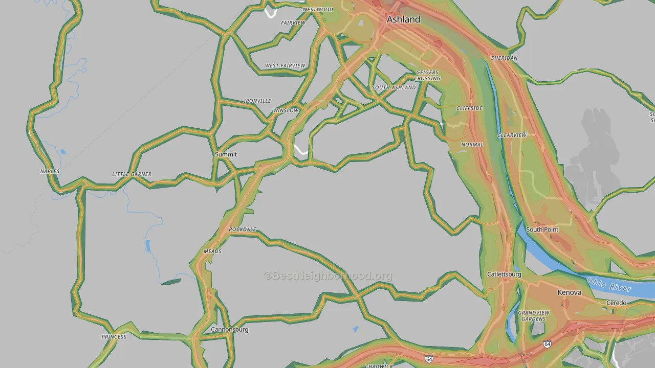 Boyd County, KY Map of Noise Levels in Boyd County