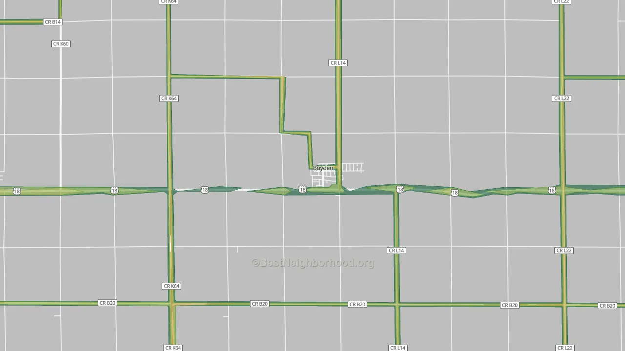 Boyden, IA Map of Noise Levels in Boyden