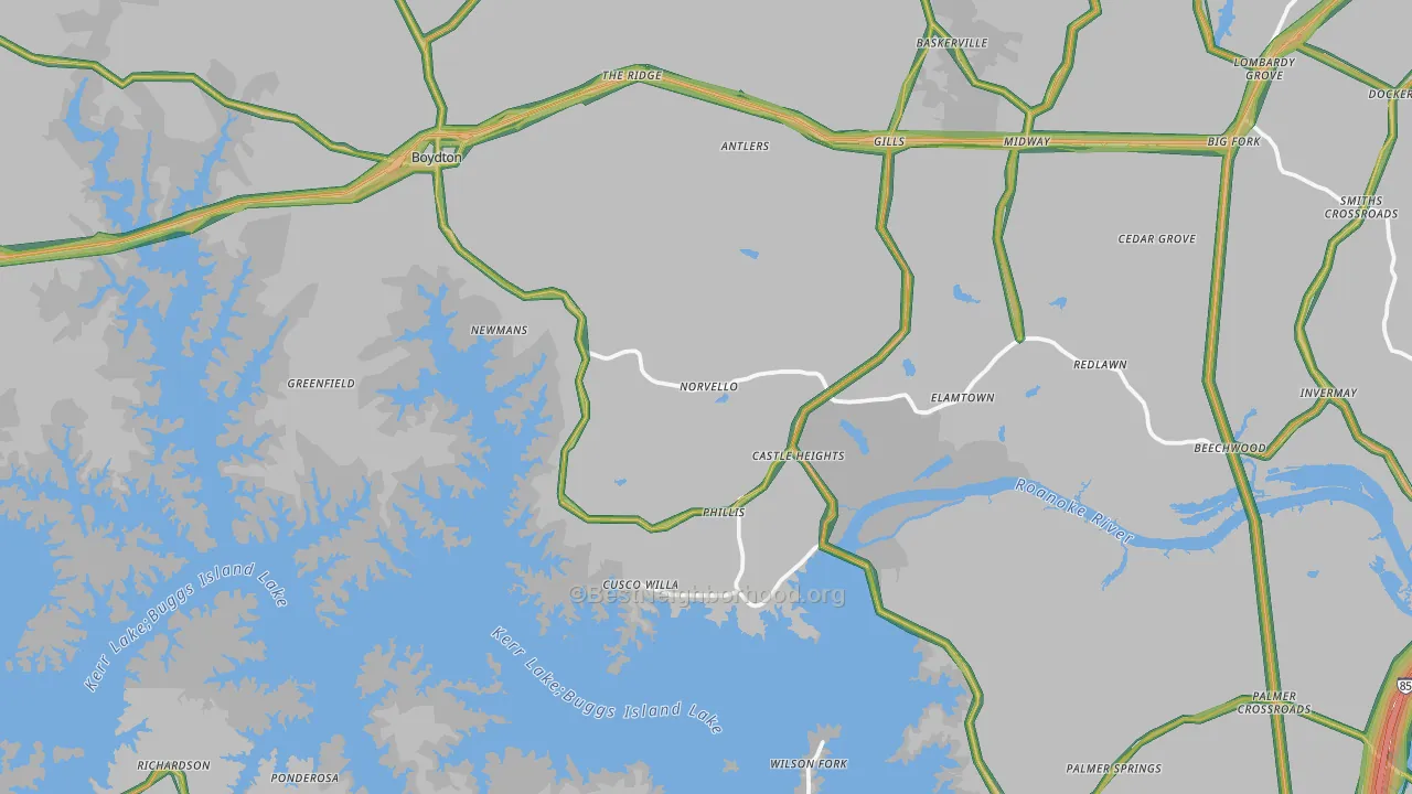 Boydton, VA Map of Noise Levels in Boydton