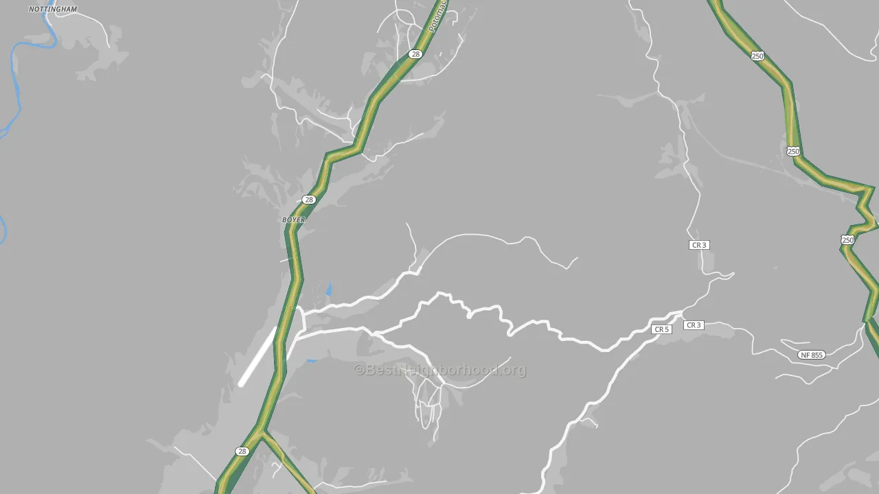 Boyer, WV Map of Noise Levels in Boyer