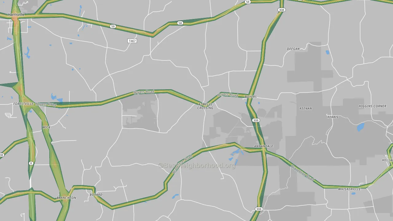 Boyers, PA Map of Noise Levels in Boyers