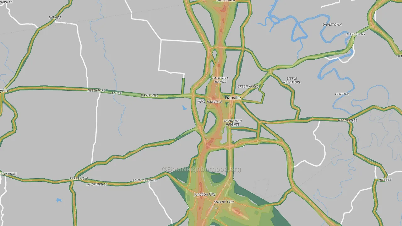 Boyle County, KY Map of Noise Levels in Boyle County