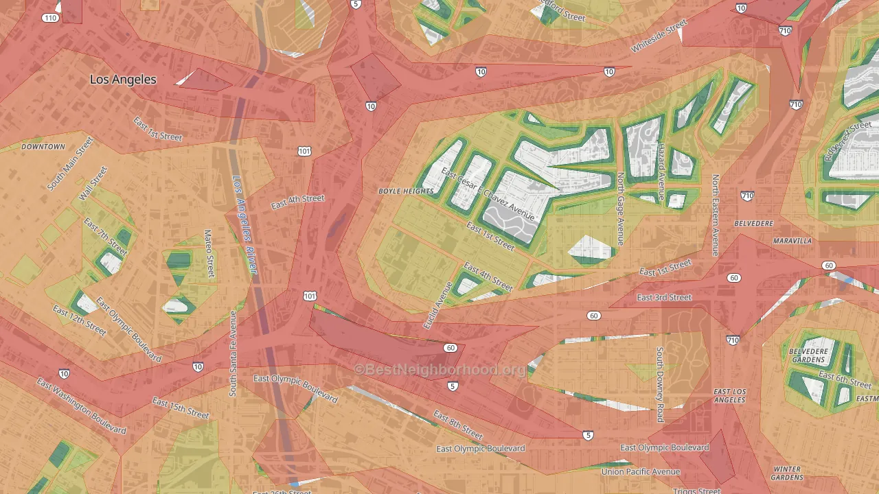 Boyle Heights, Los Angeles, CA Map of Noise Levels in Boyle Heights