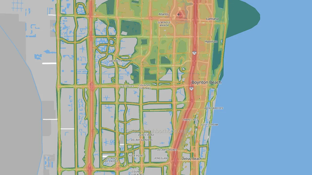 Boynton Beach, FL Map of Noise Levels in Boynton Beach