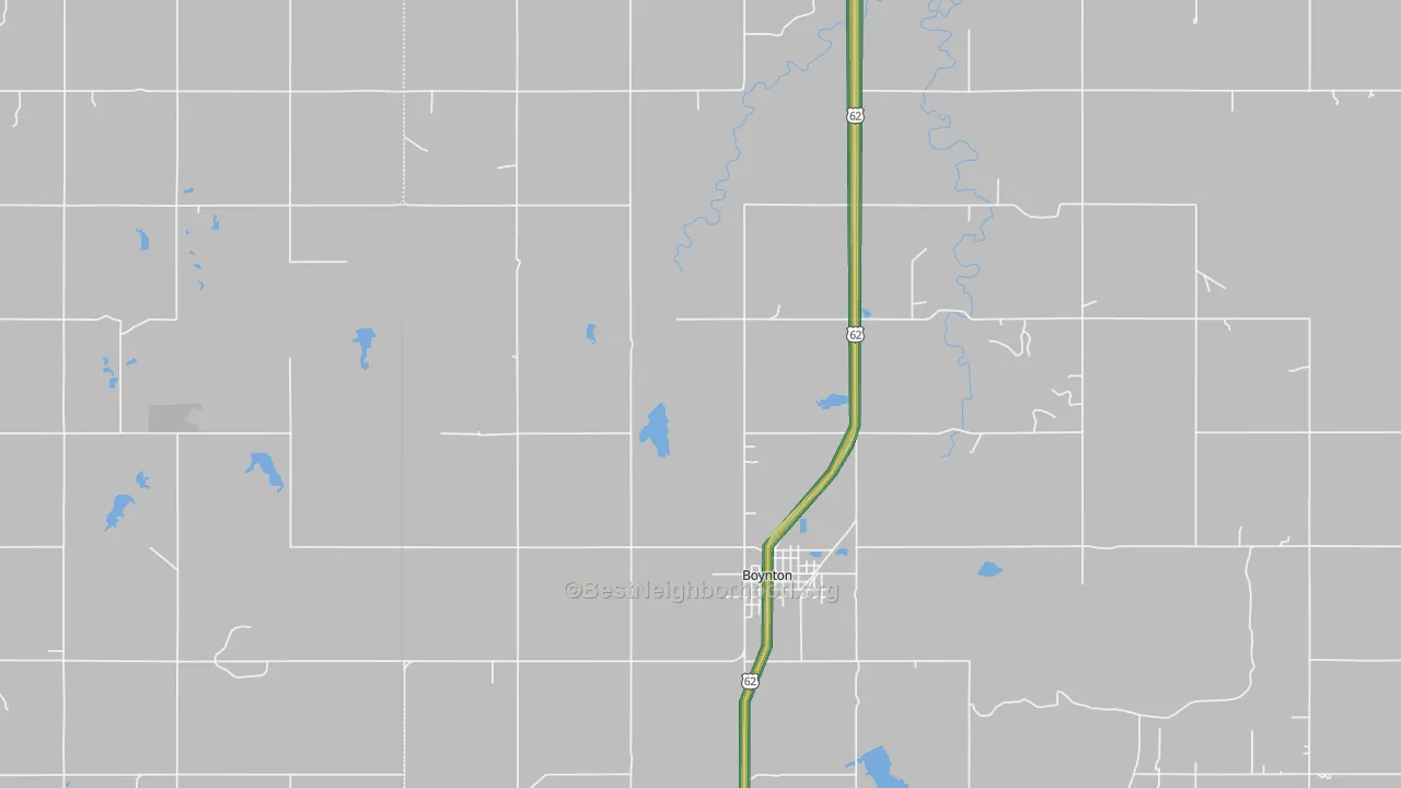 Boynton, OK Map of Noise Levels in Boynton